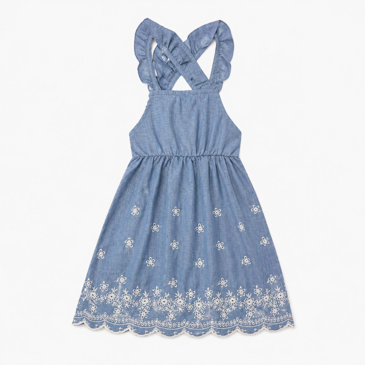 Heart and Arrow Girls Embroidered Heart Tiered Dress