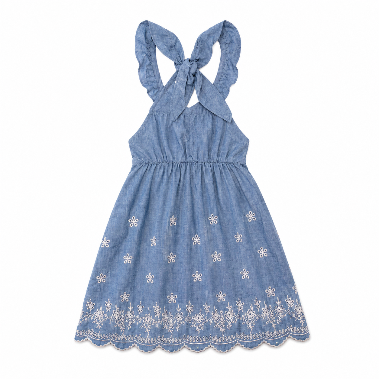Heart and Arrow Girls Embroidered Heart Tiered Dress