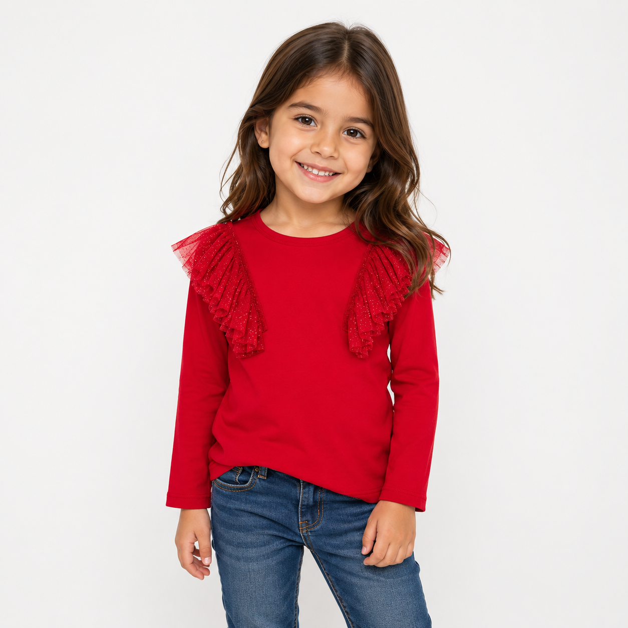 H&M Flounce Trimmed Ribbed Top Girl