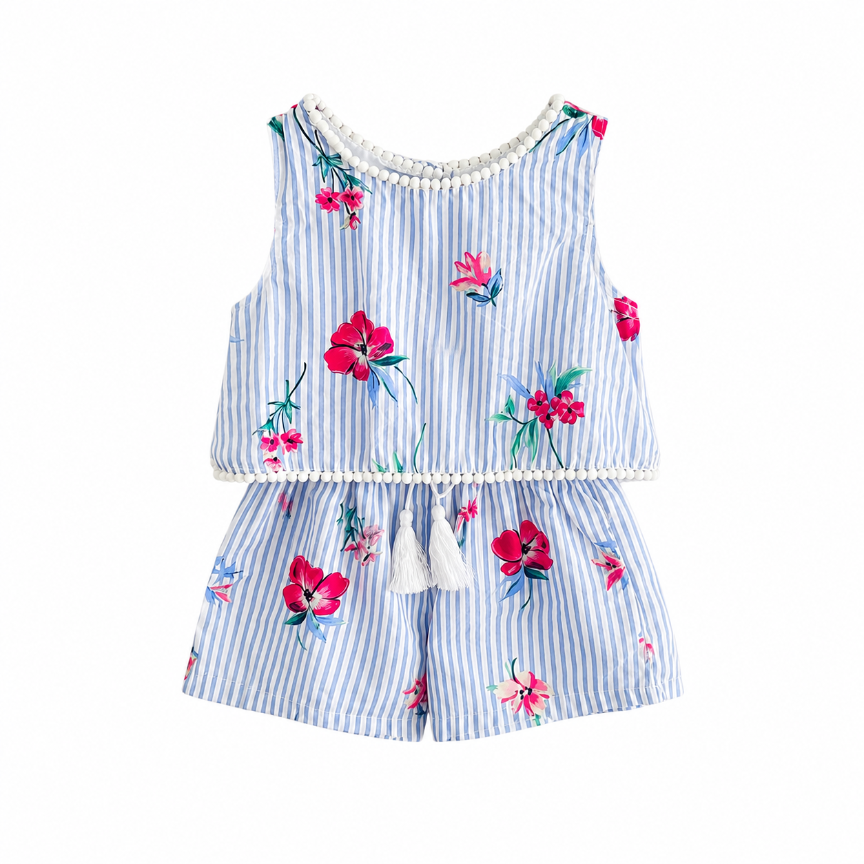 Rare Editions Blue Stripped Romper