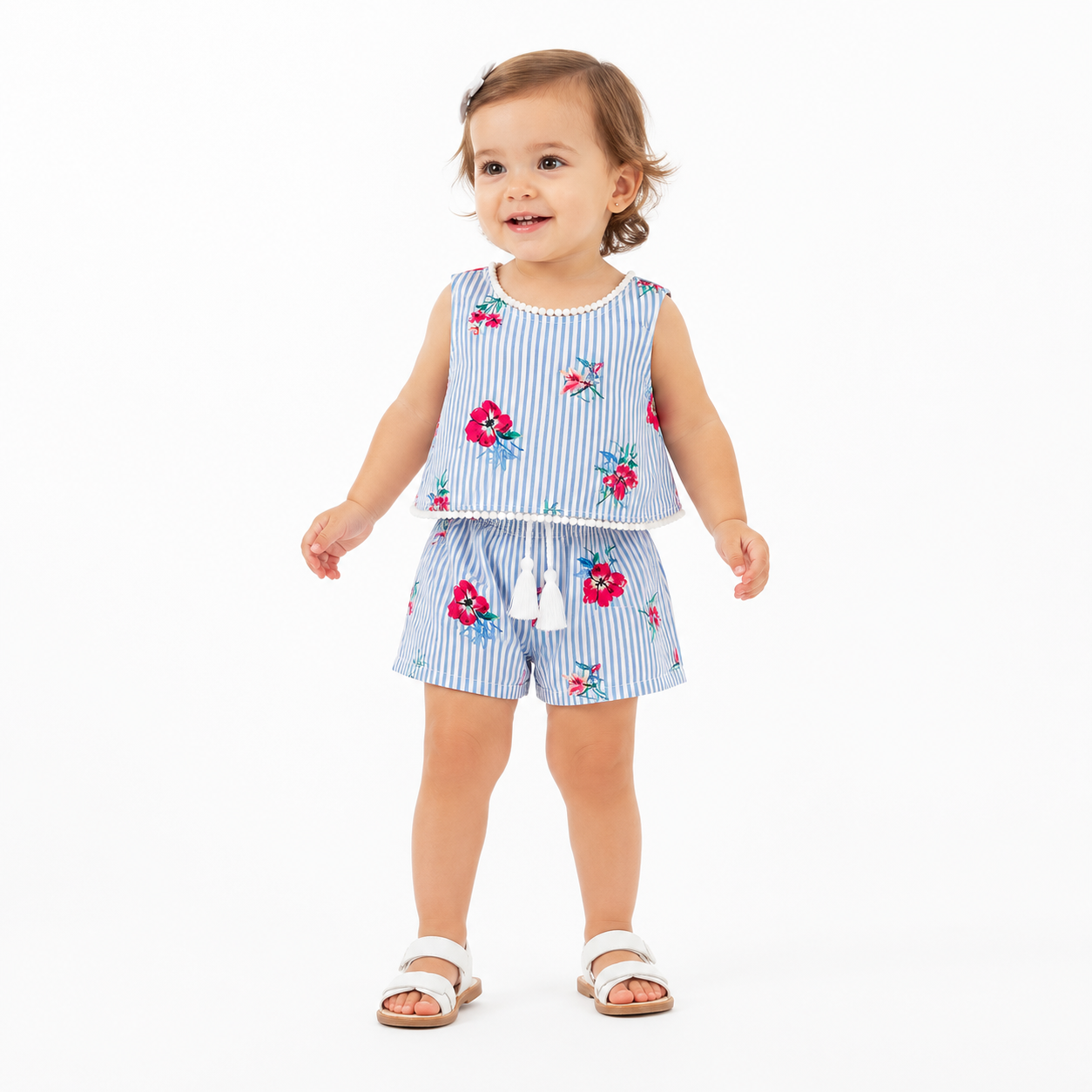 Rare Editions Blue Stripped Romper