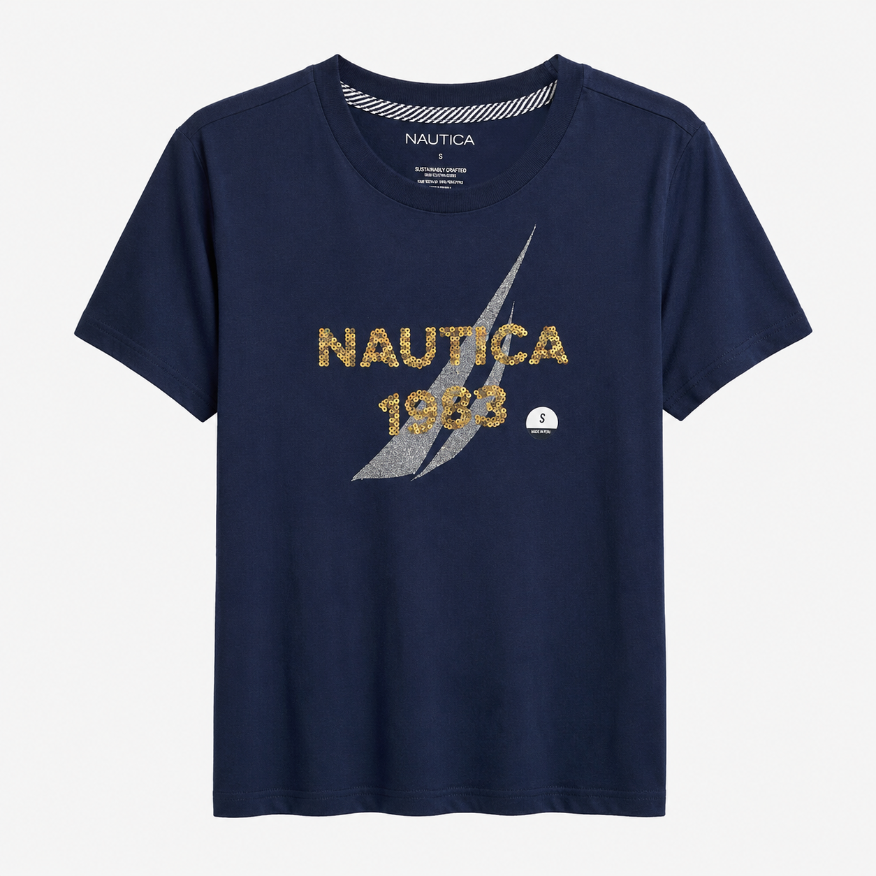 Nautica Sustainably Crafted Sequin Logo T-Shirt