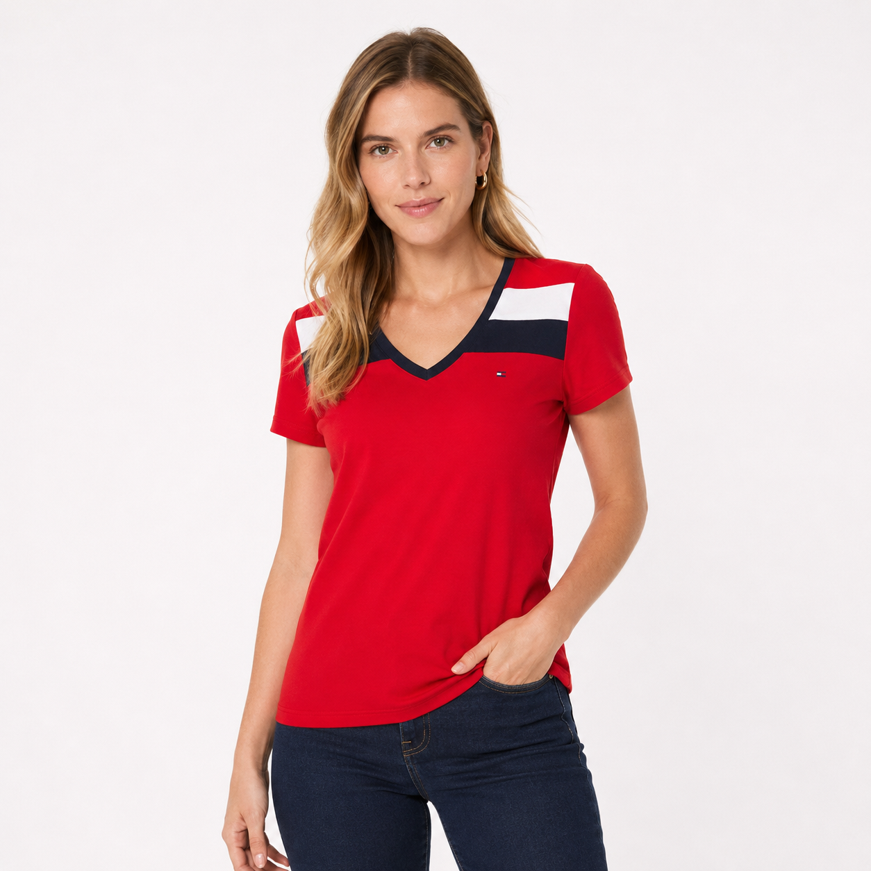 Tommy Hilfiger Women's Casual V-Neck T-Shirt