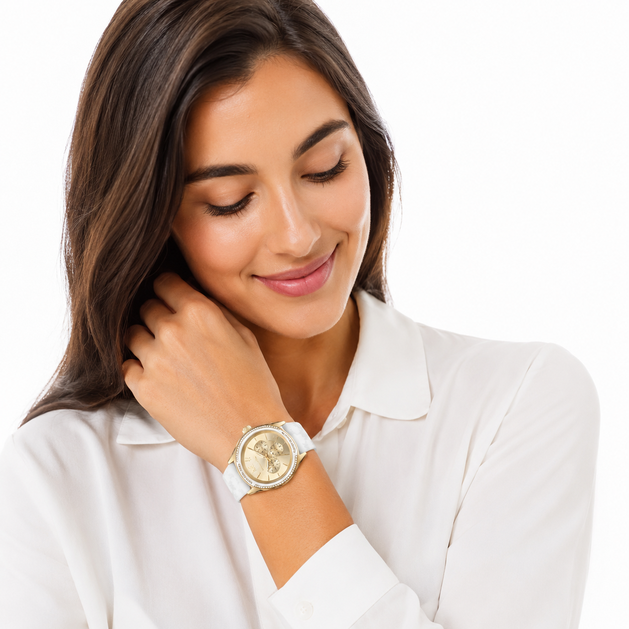 Michael Kors Oversized Hadyn Pavé Gold-Tone Watch