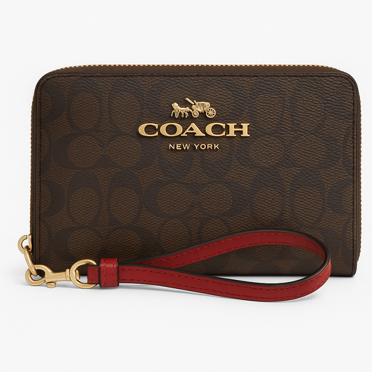 Coach Long Zip Around Wallet In Signature Canvas