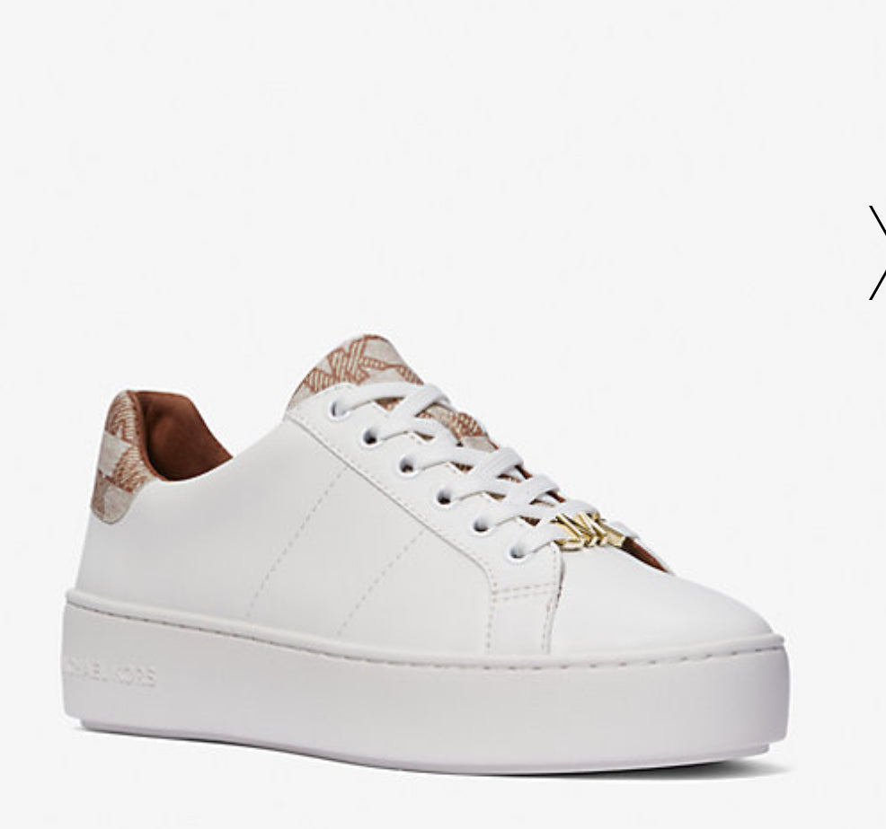 Michael Kors Poppy Faux Leather and Logo Sneaker