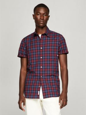 Tommy Hilfiger Regular Fit Plaid Short-Sleeve Poplin Shirt