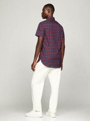 Tommy Hilfiger Regular Fit Plaid Short-Sleeve Poplin Shirt