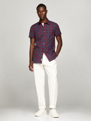 Tommy Hilfiger Regular Fit Plaid Short-Sleeve Poplin Shirt