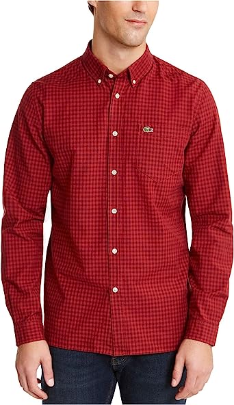 Lacoste Men's Regular Fit Gingham Oxford Cotton Shirt