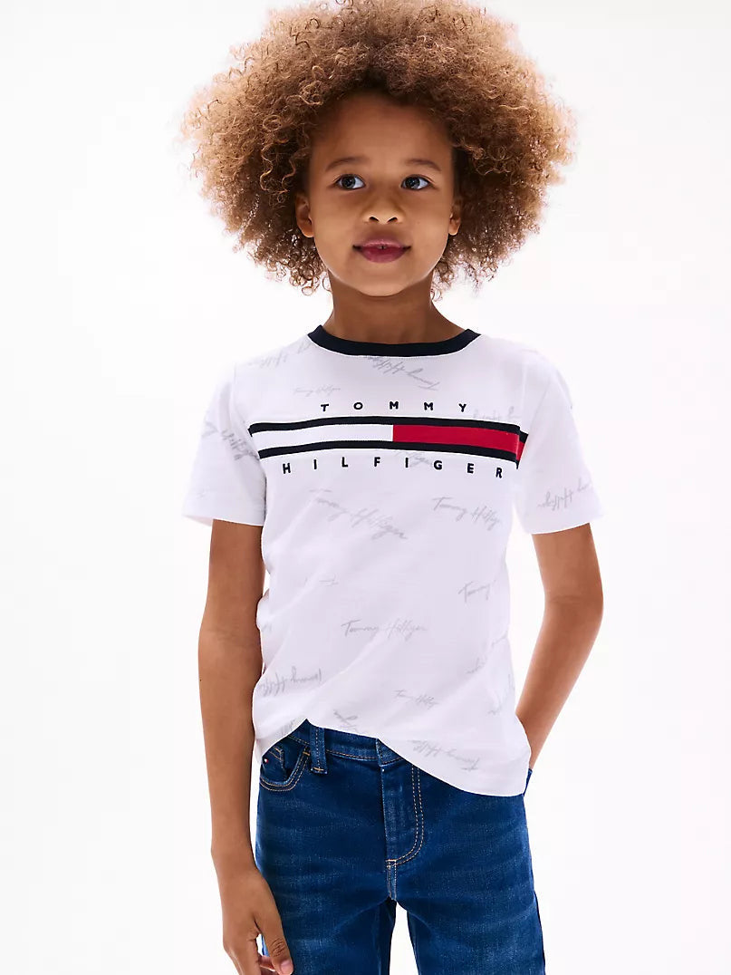 Tommy Hilfiger Kids' Signature Flag Stripe Logo T-Shirt