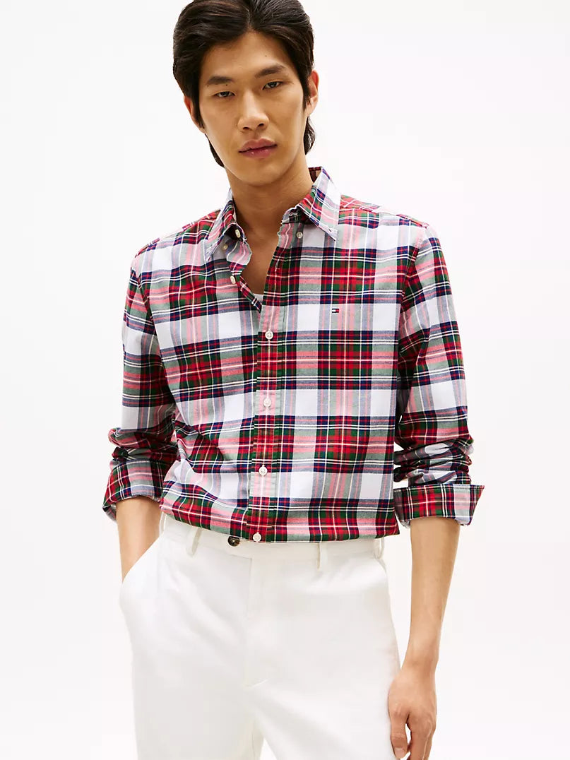 Tommy Hilfiger-Regular Fit Plaid Stretch Oxford Shirt