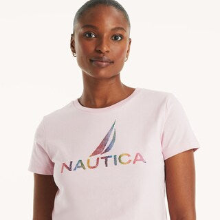 Náutica -metallic logo graphic t-shirt