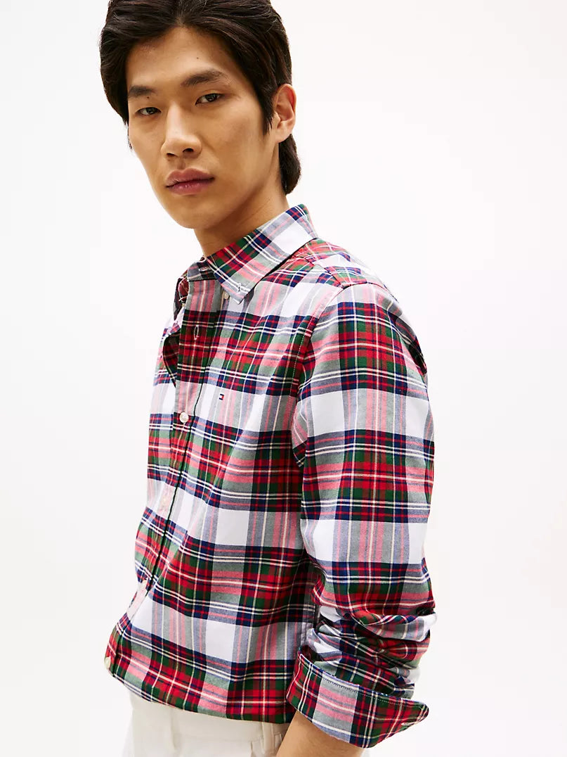 Tommy Hilfiger-Regular Fit Plaid Stretch Oxford Shirt