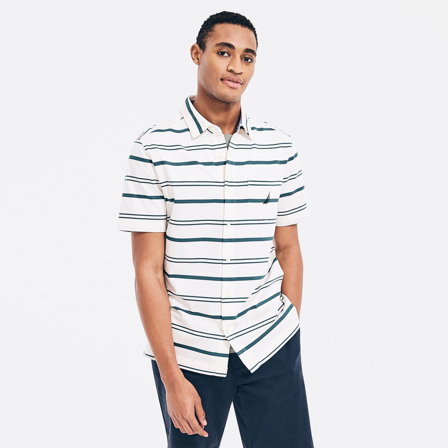 Nautica Striped Short Sleeve Harbour Shirt