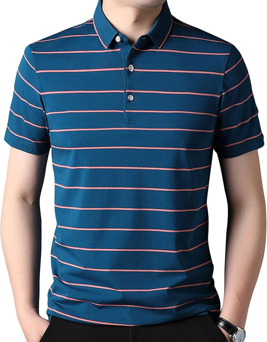Nautica Men's Stripe Polo Shirts Short Sleeve Cotton Pique Polo