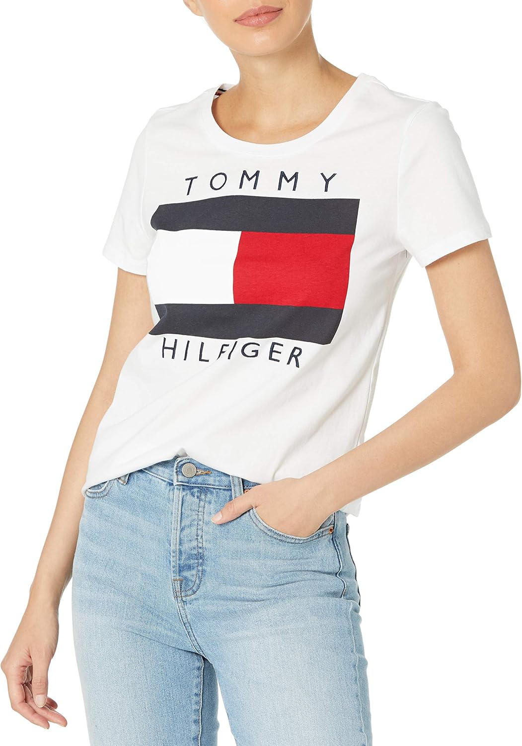 Tommy Hilfiger Embroidered Flag Stripe Logo T-Shirt