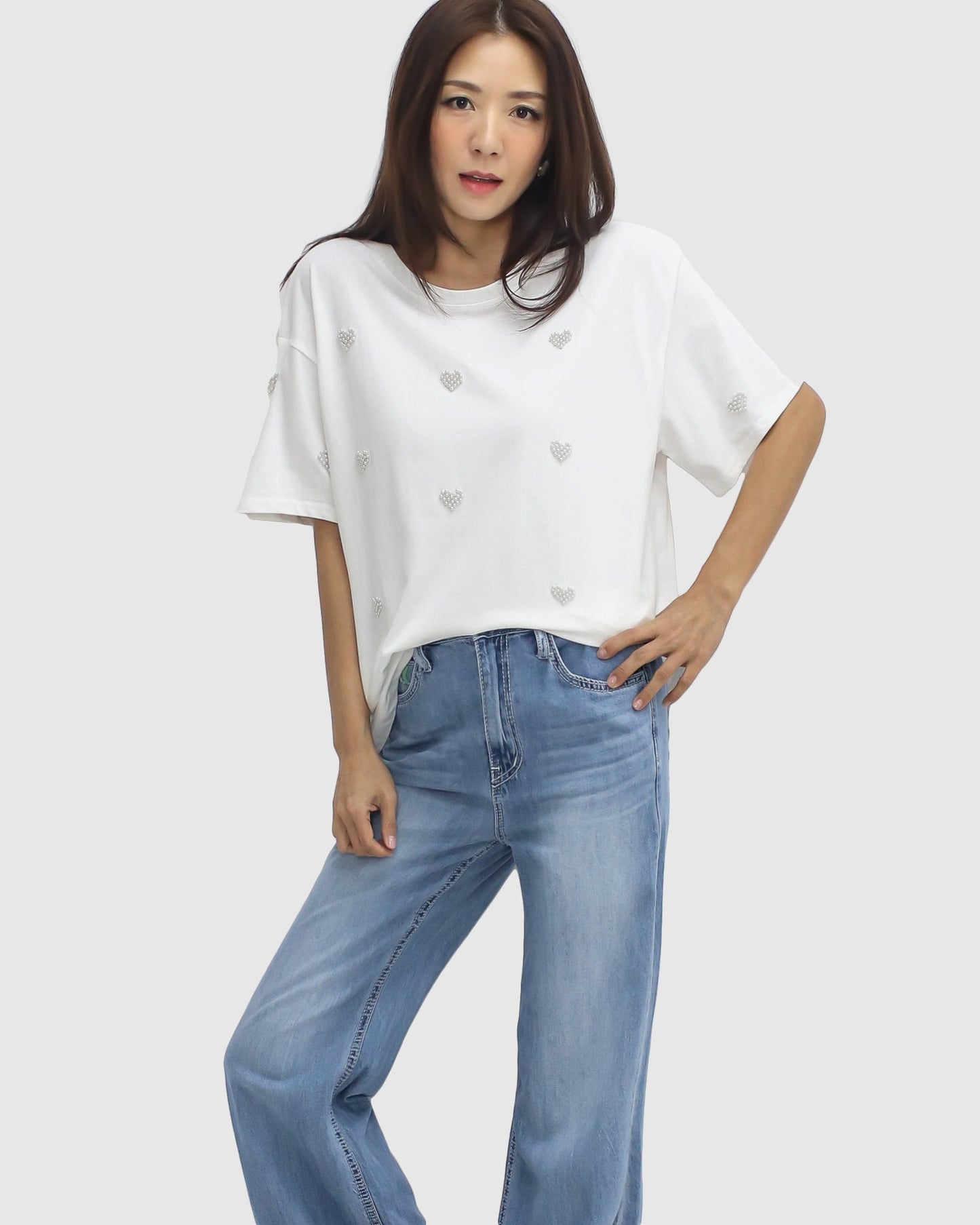 Twelve Love Twelve Love Ivory Pearls Heart Tee