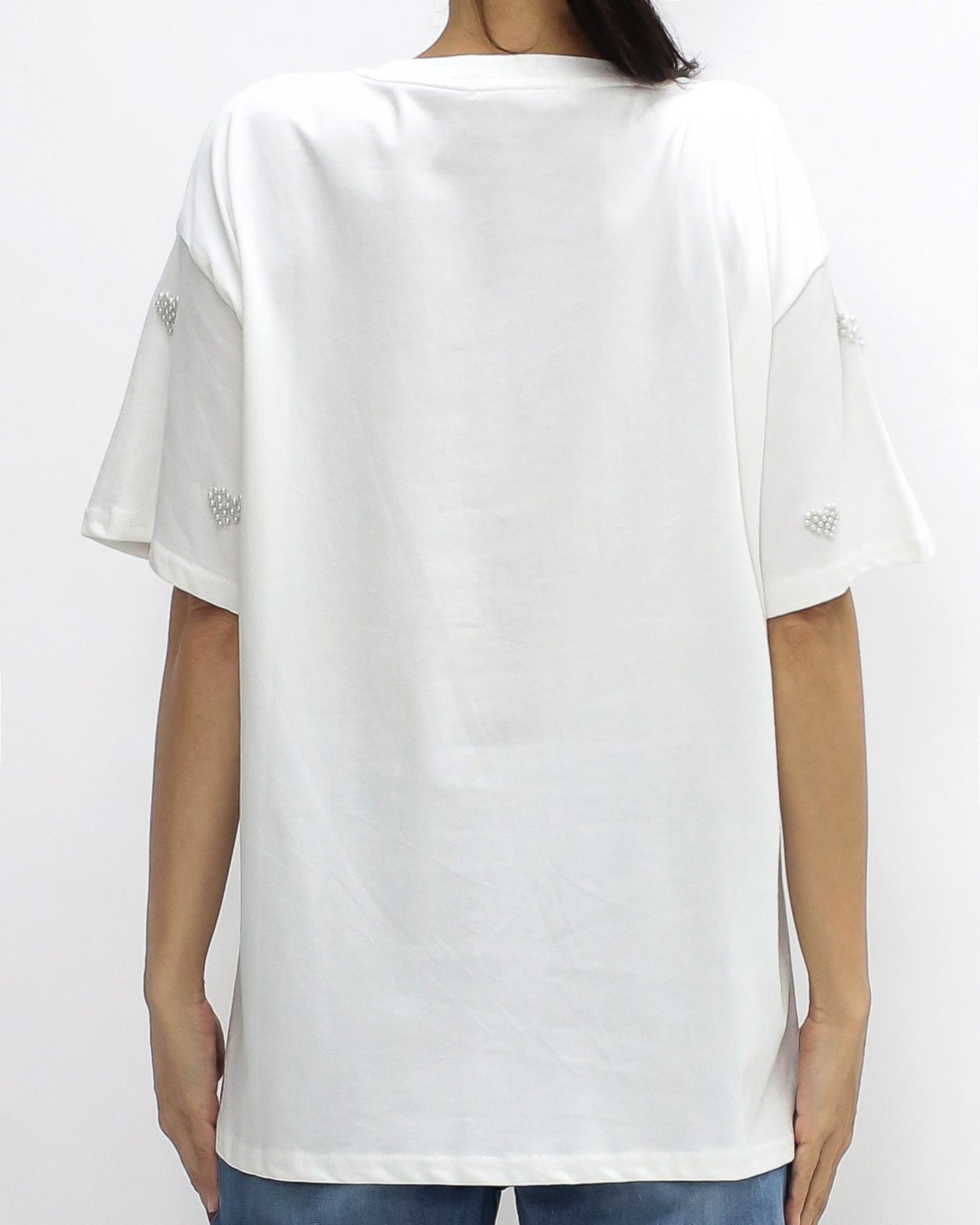 Twelve Love Twelve Love Ivory Pearls Heart Tee