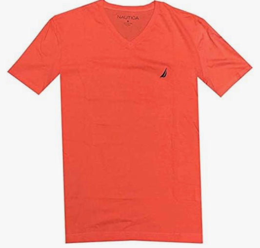 NAUTICA Men's Short Sleeve Solid Slim Fit V-Neck T-Shirt