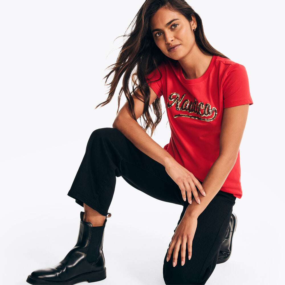 Nautica Sequin Logo Graphic T-Shirt