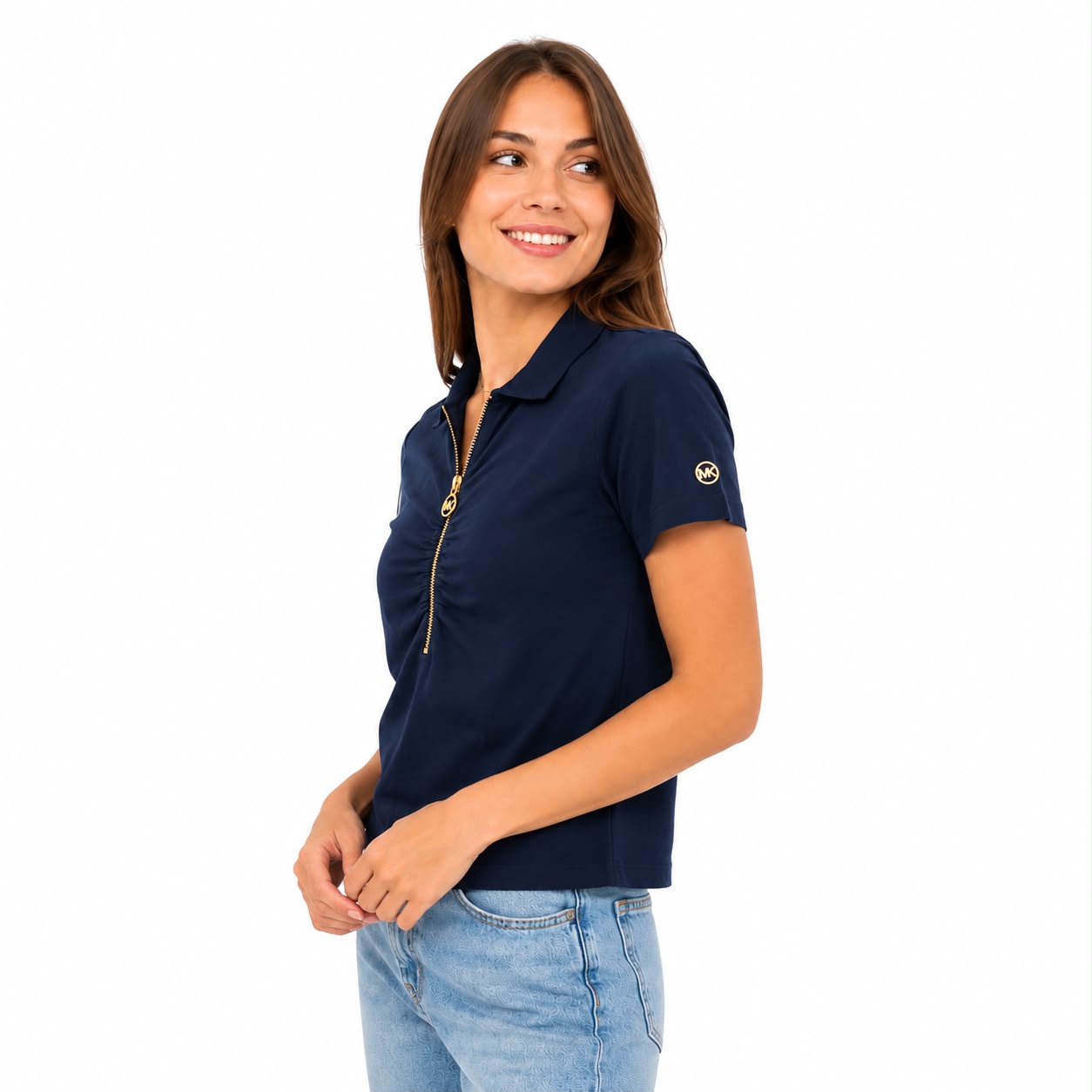 Michael Kors half-zip ruched polo shirt Women’s