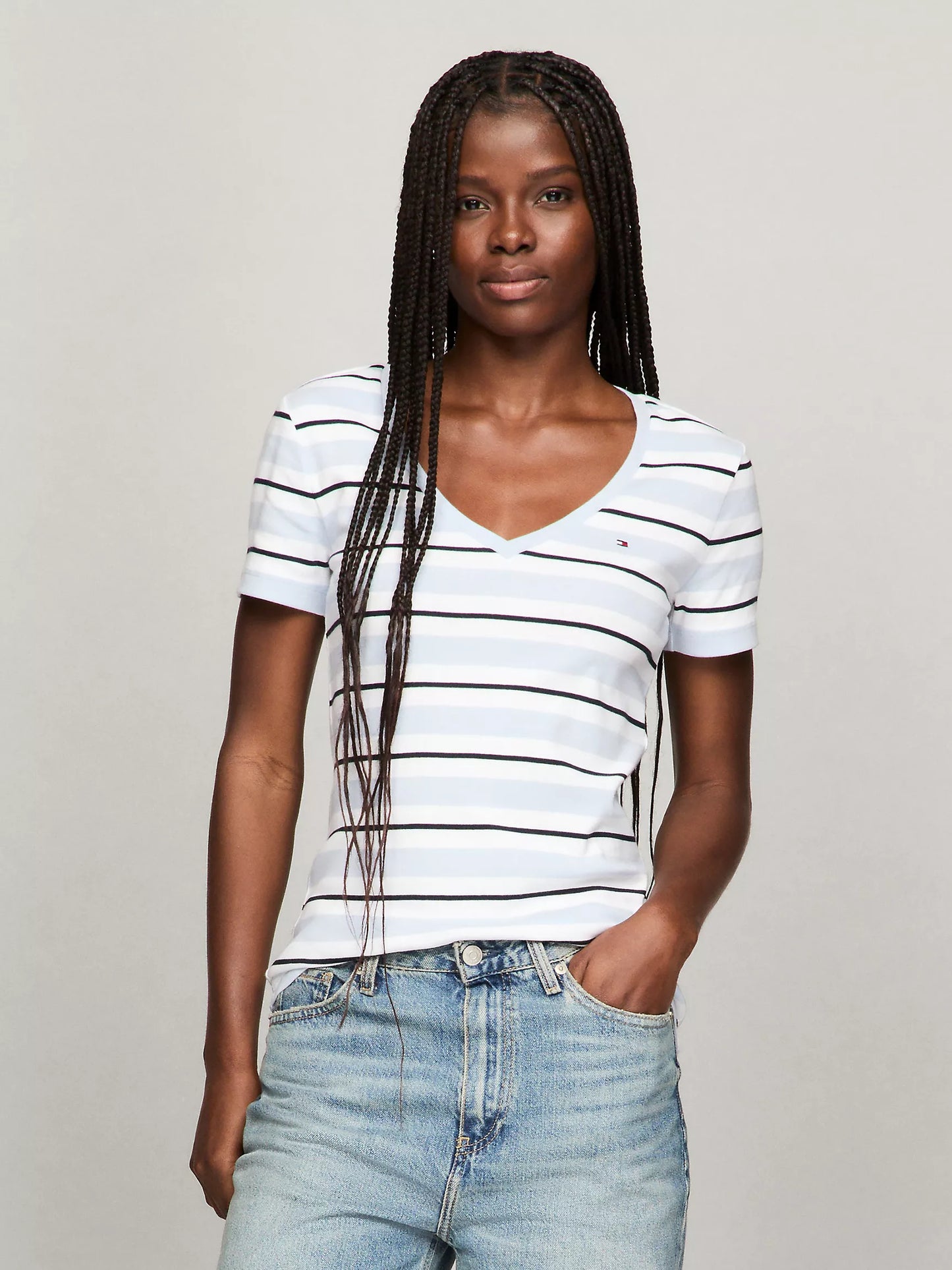 Tommy Hilfiger Stripe V-Neck Favorite T-Shirt