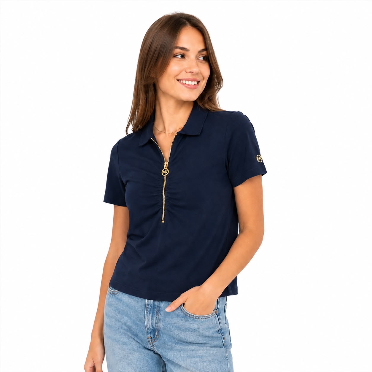 Michael Kors half-zip ruched polo shirt Women’s