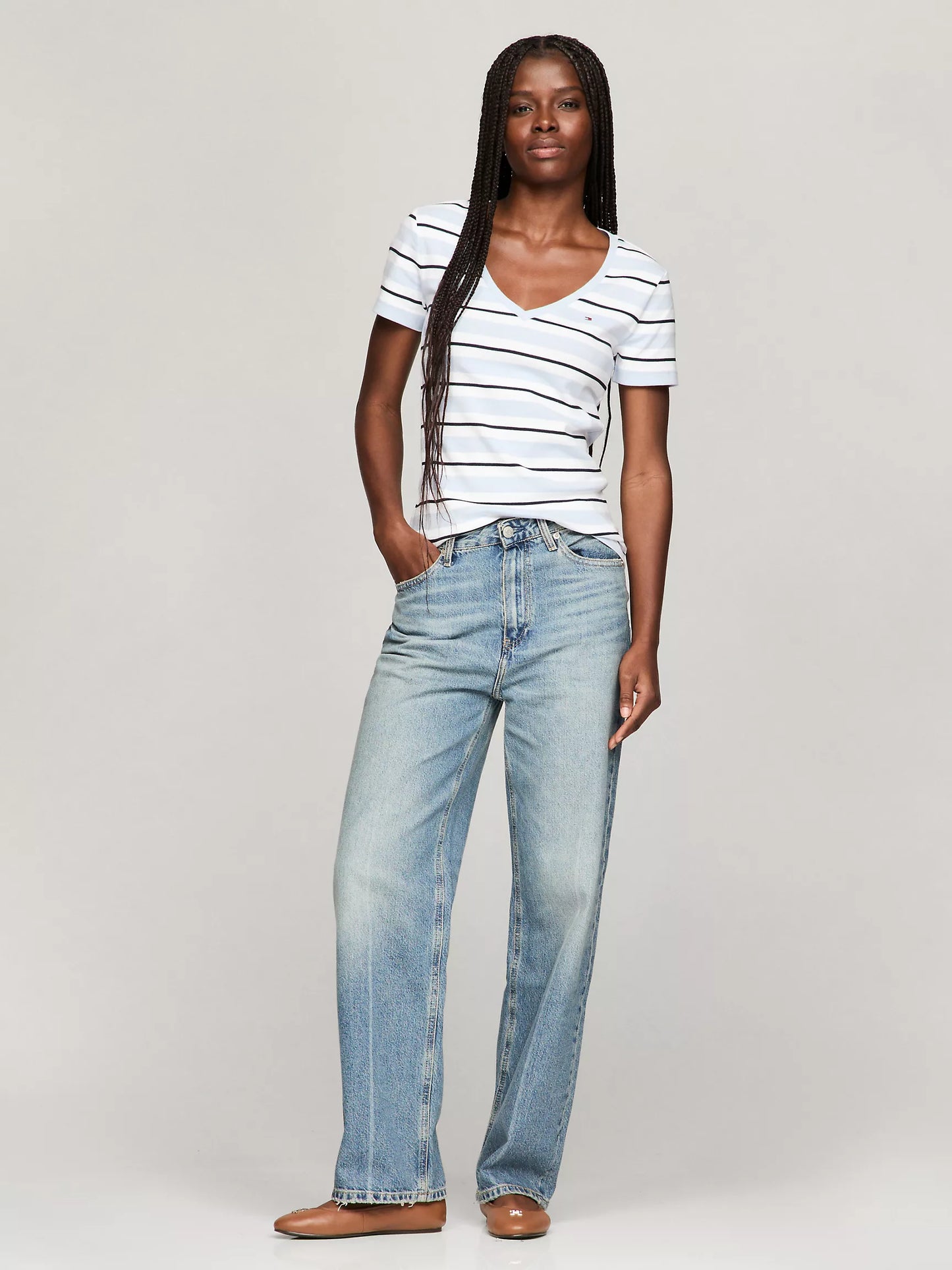 Tommy Hilfiger Stripe V-Neck Favorite T-Shirt