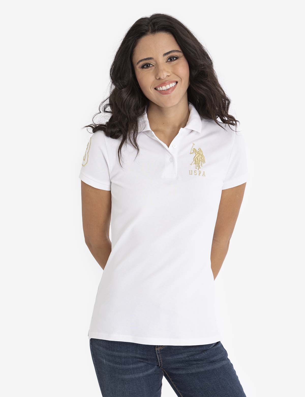 U.S Polo Assn USPA Metallic Print Polo Shirt