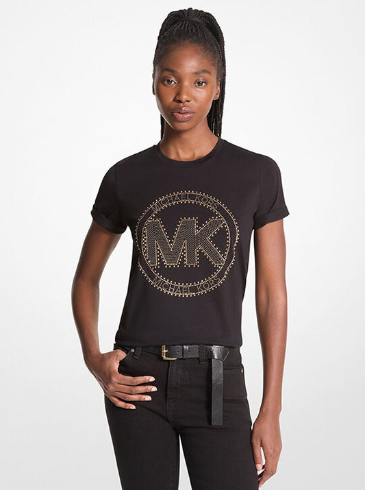Michael Kors Studded Logo charm Organic Cotton Jersey T-Shirt