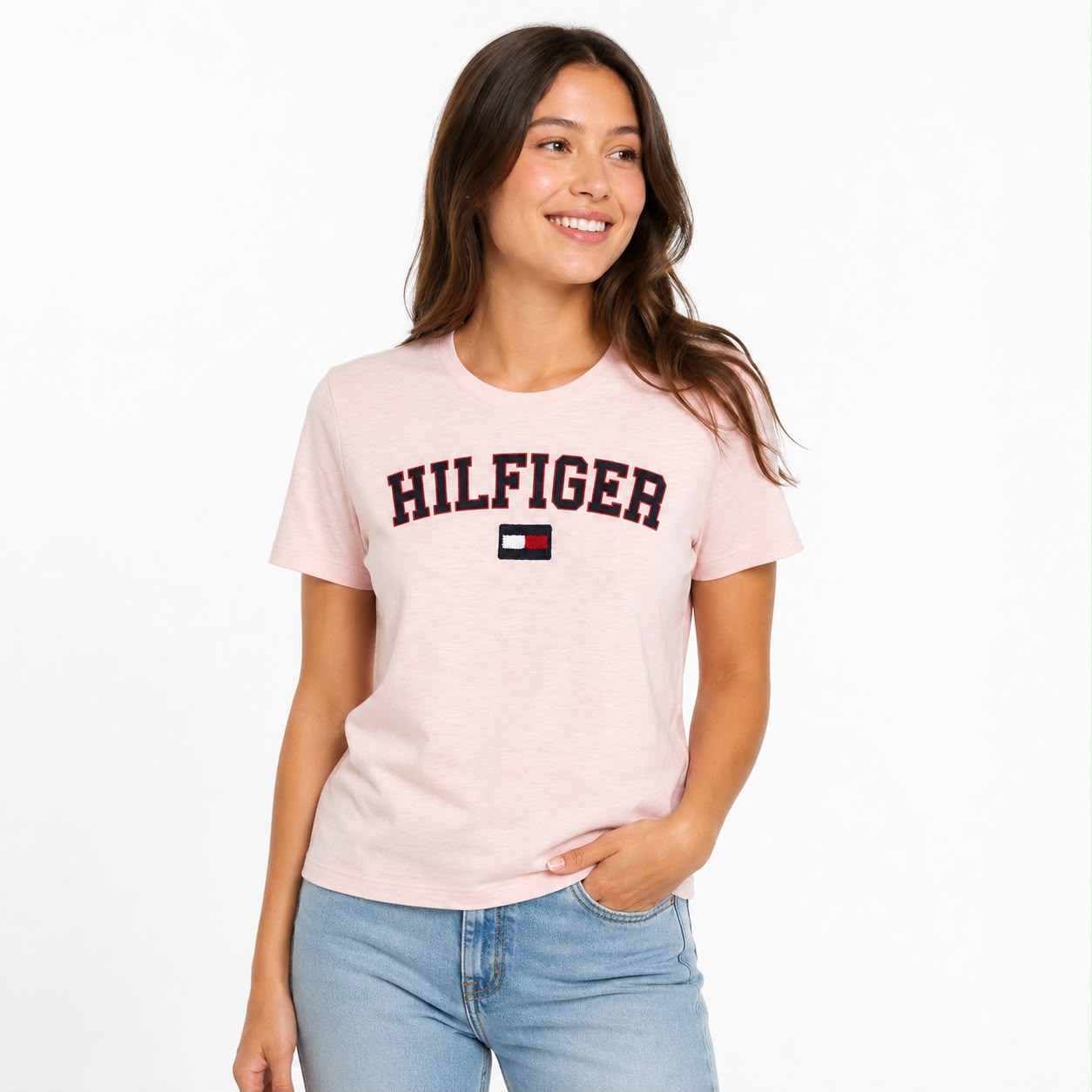 Tommy Hilfiger women's round neck t-shirt in light pink