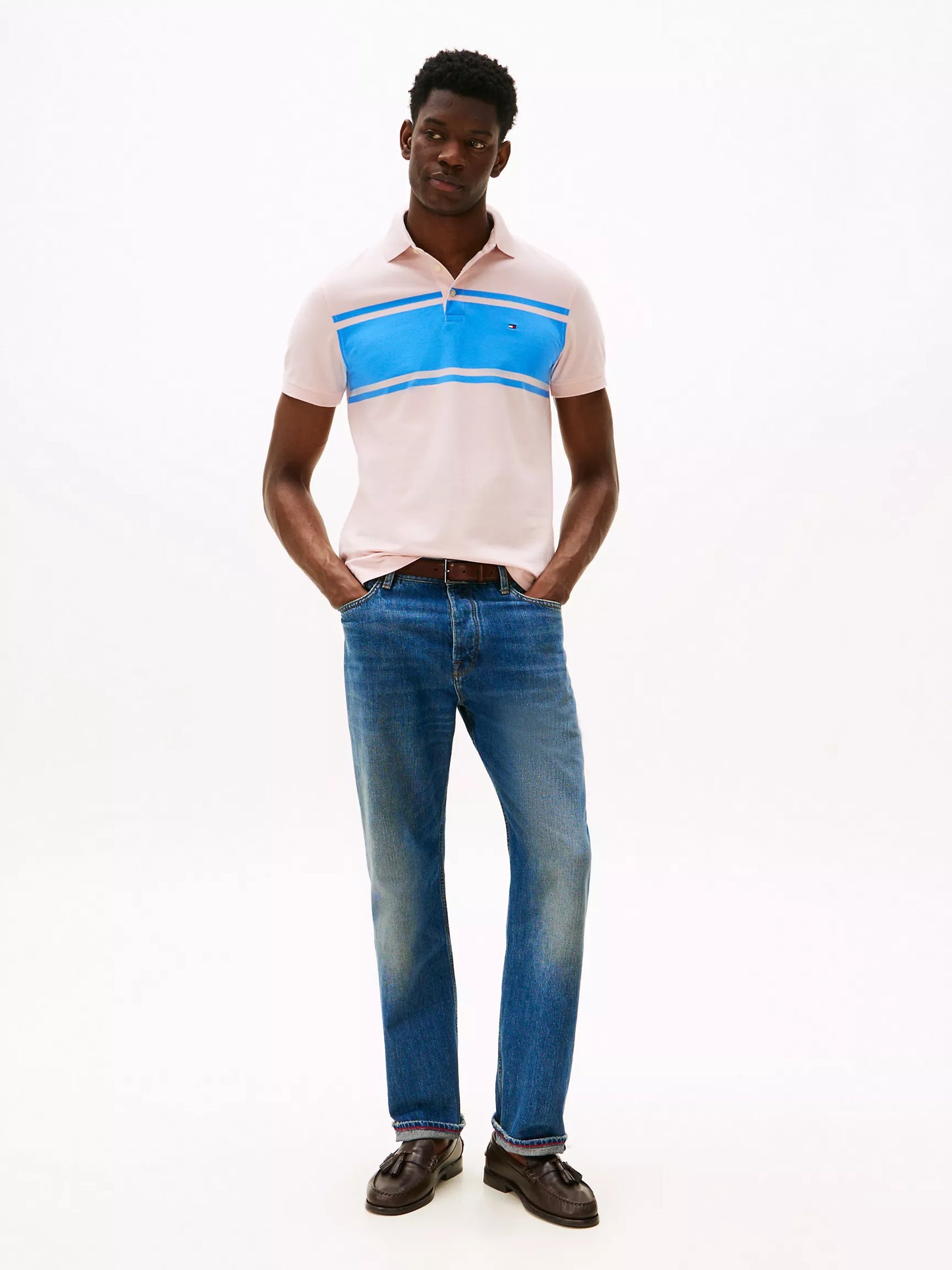 Tommy Hilfiger-Slim Fit Block Stripe Polo