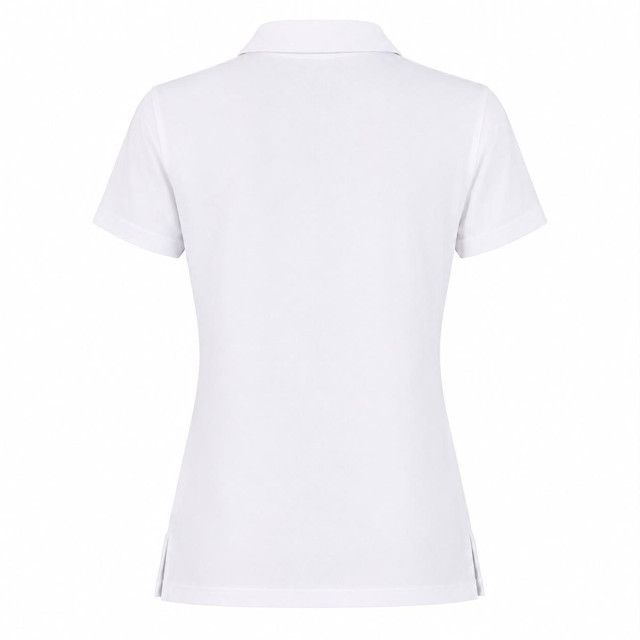 DKNY Sport women's white polo shirt features a classic V-neck design