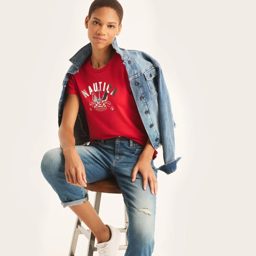 Nautica Sustainably Crafted Foil Heritage Flag Graphic T-Shirt