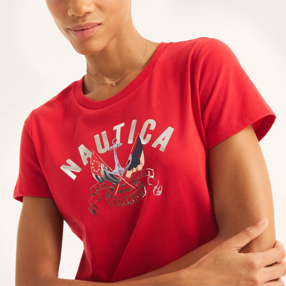 Nautica Sustainably Crafted Foil Heritage Flag Graphic T-Shirt
