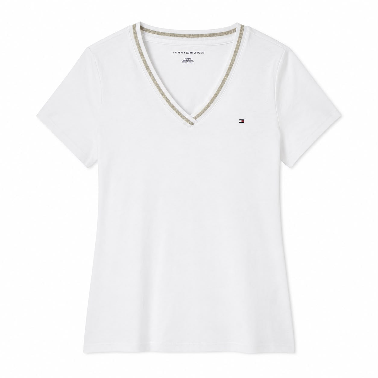 Tommy Hilfiger white t-shirt stands out for its V-neck