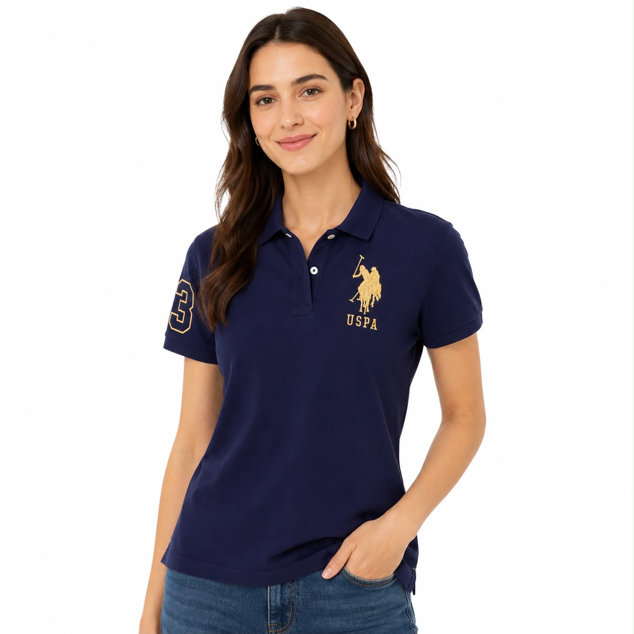 Us Polo Assn Metallic Print Polo Shirt Women’s
