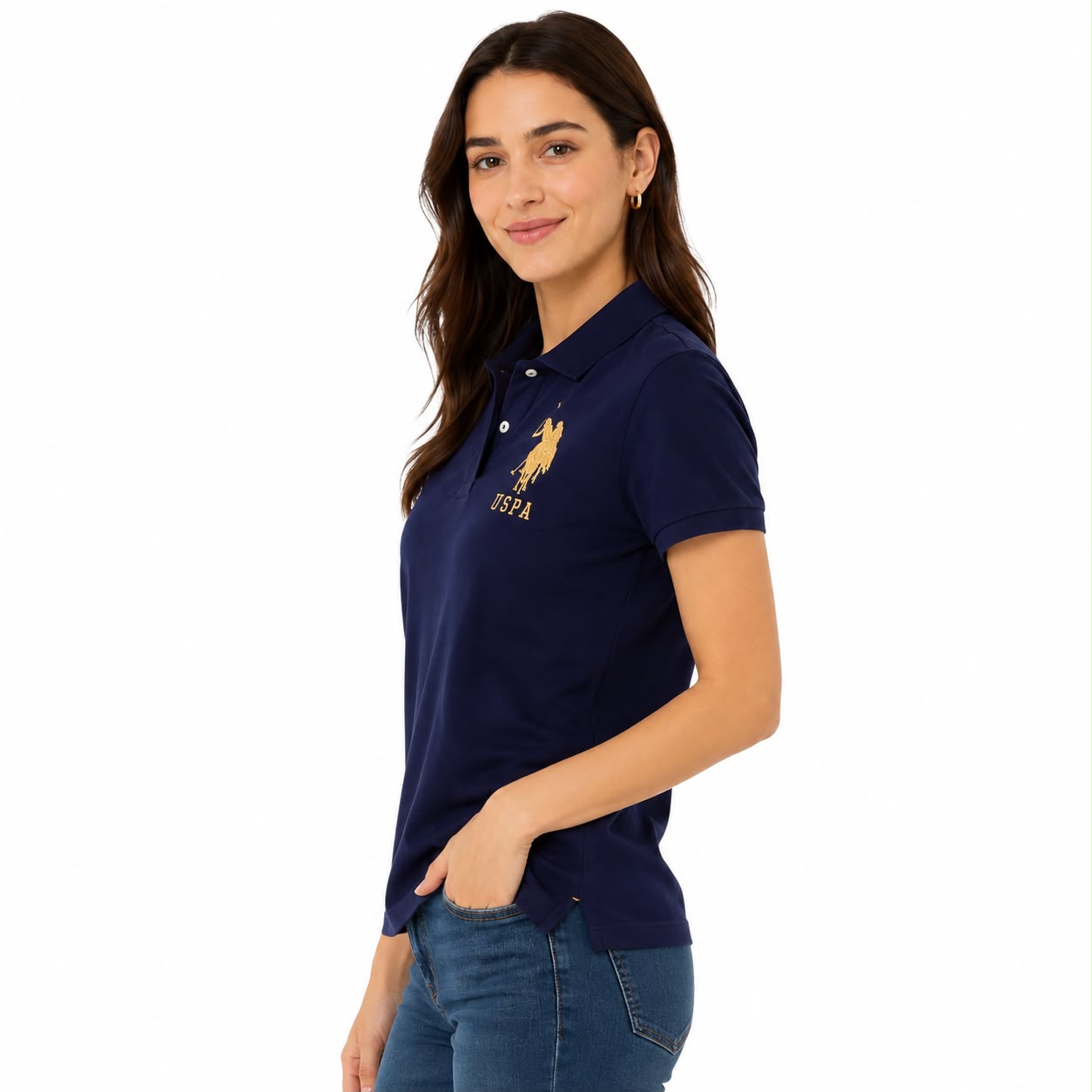Us Polo Assn Metallic Print Polo Shirt Women’s