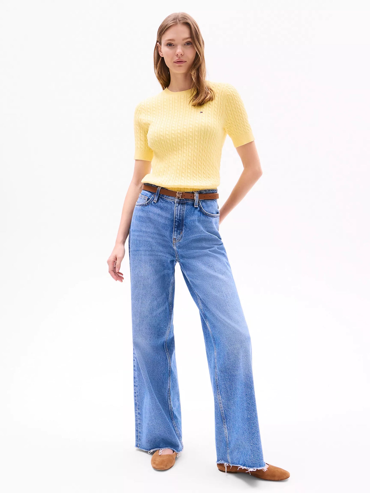 Tommy Hilfiger Tommy Short-Sleeve Cable Knit Sweater
