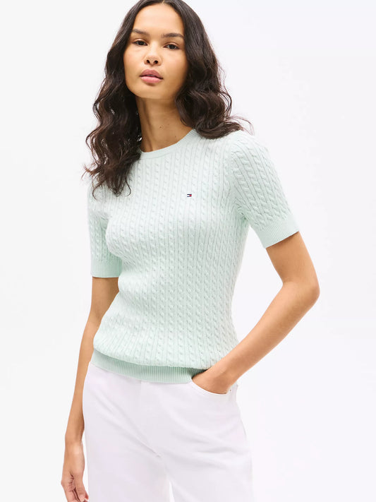 Tommy Hilfiger Short-Sleeve Cable Knit Sweater