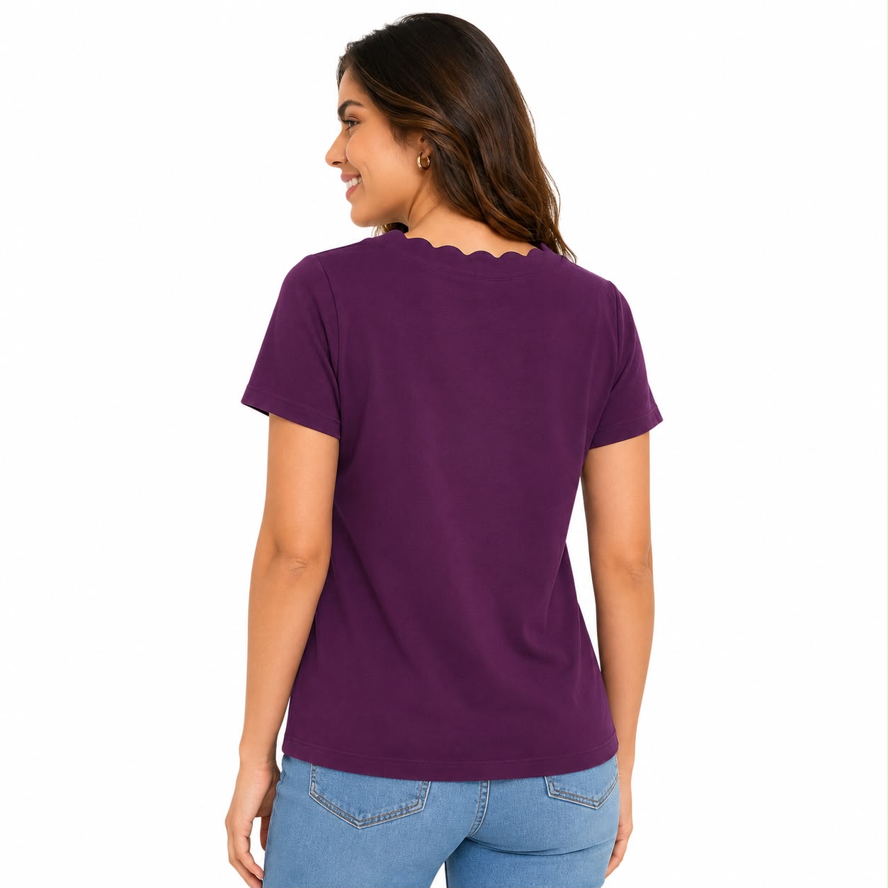 Anne Klein Petite Scalloped-Neck Top