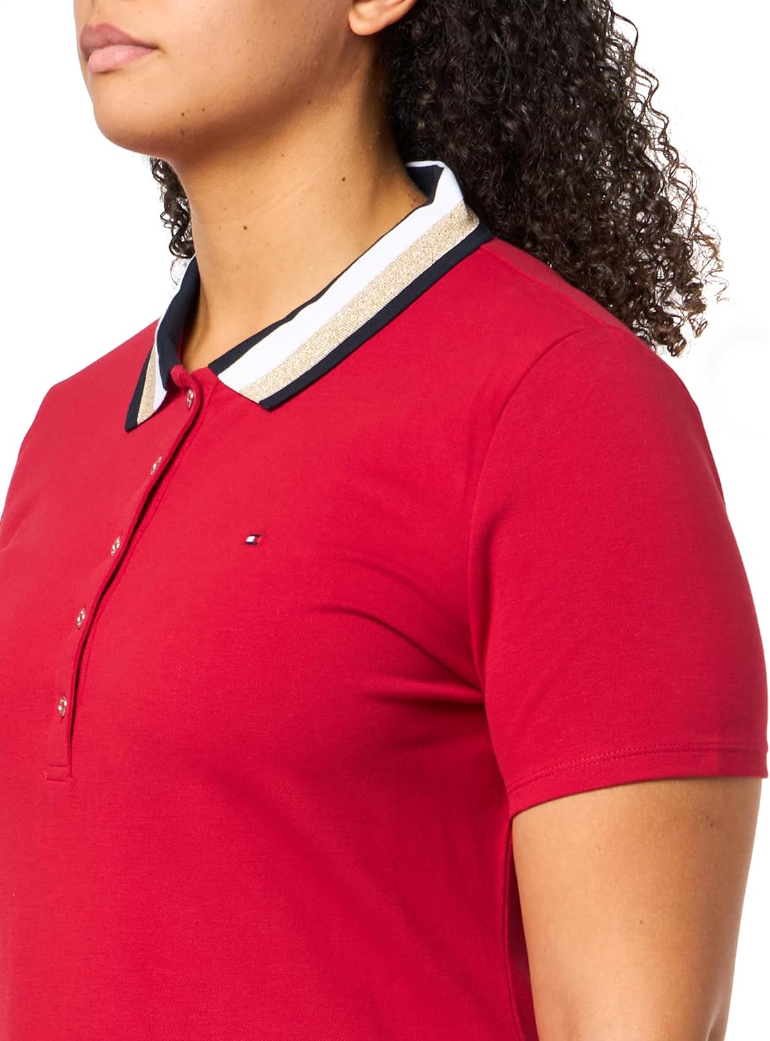 Tommy Hilfiger Tommy Hilfiger Women's Short Sleeve Lurex Tipped Cotton Pique Sportswear Top