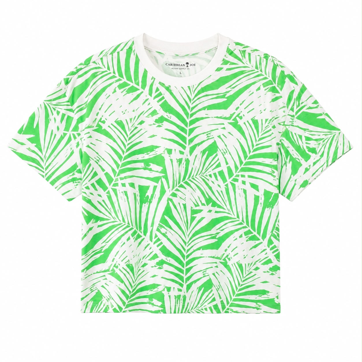 Caribbean Joe brand t-shirt has a tropical print Women’s