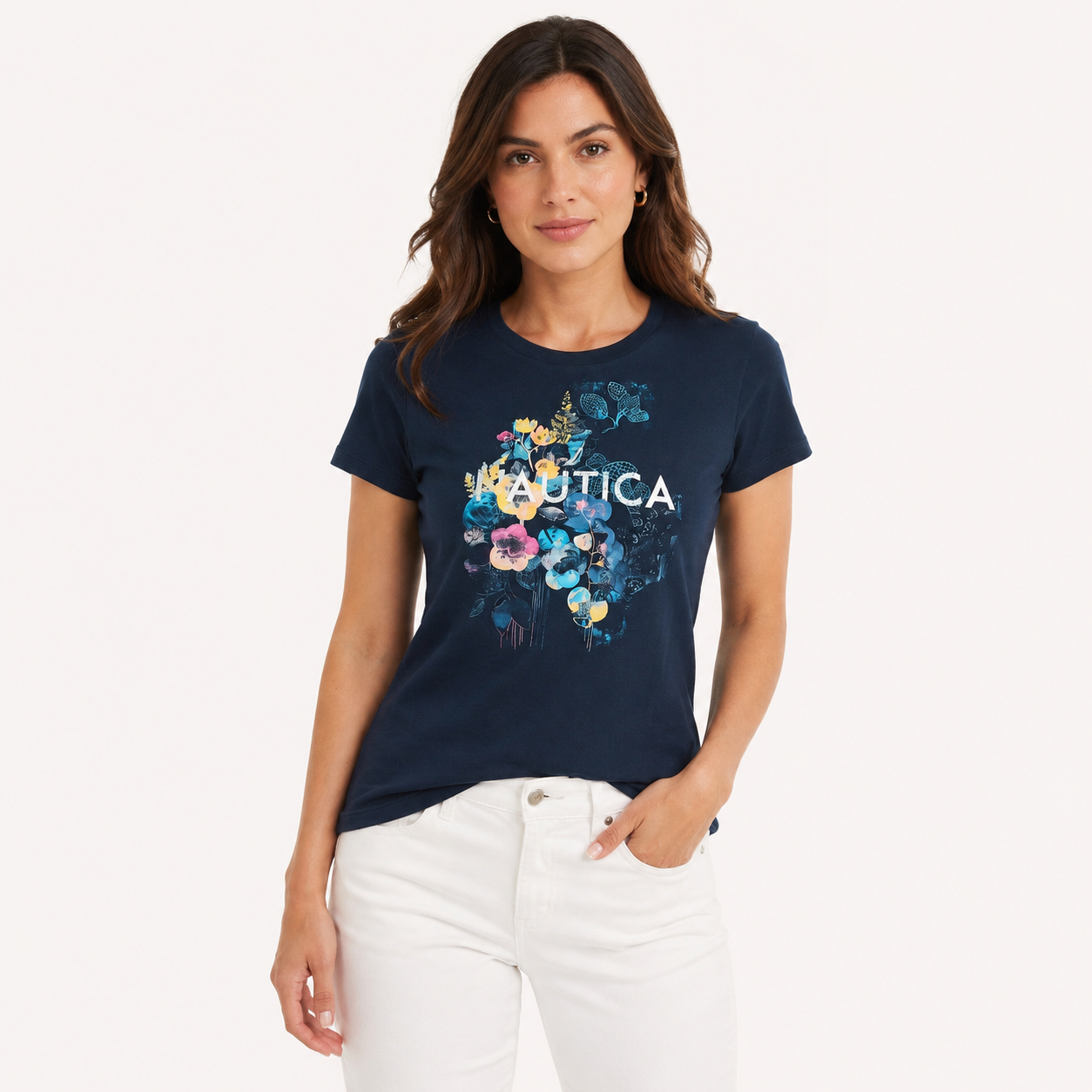 Nautica Flowers Foil Graphic T-Shirt