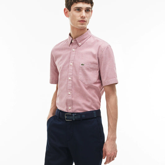 LACOSTE  Mens Short Sleeve Regular Fit Oxford Cotton Shirt