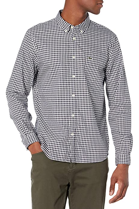 Lacoste Men's Regular Fit Mini Check Cotton Poplin Shirt