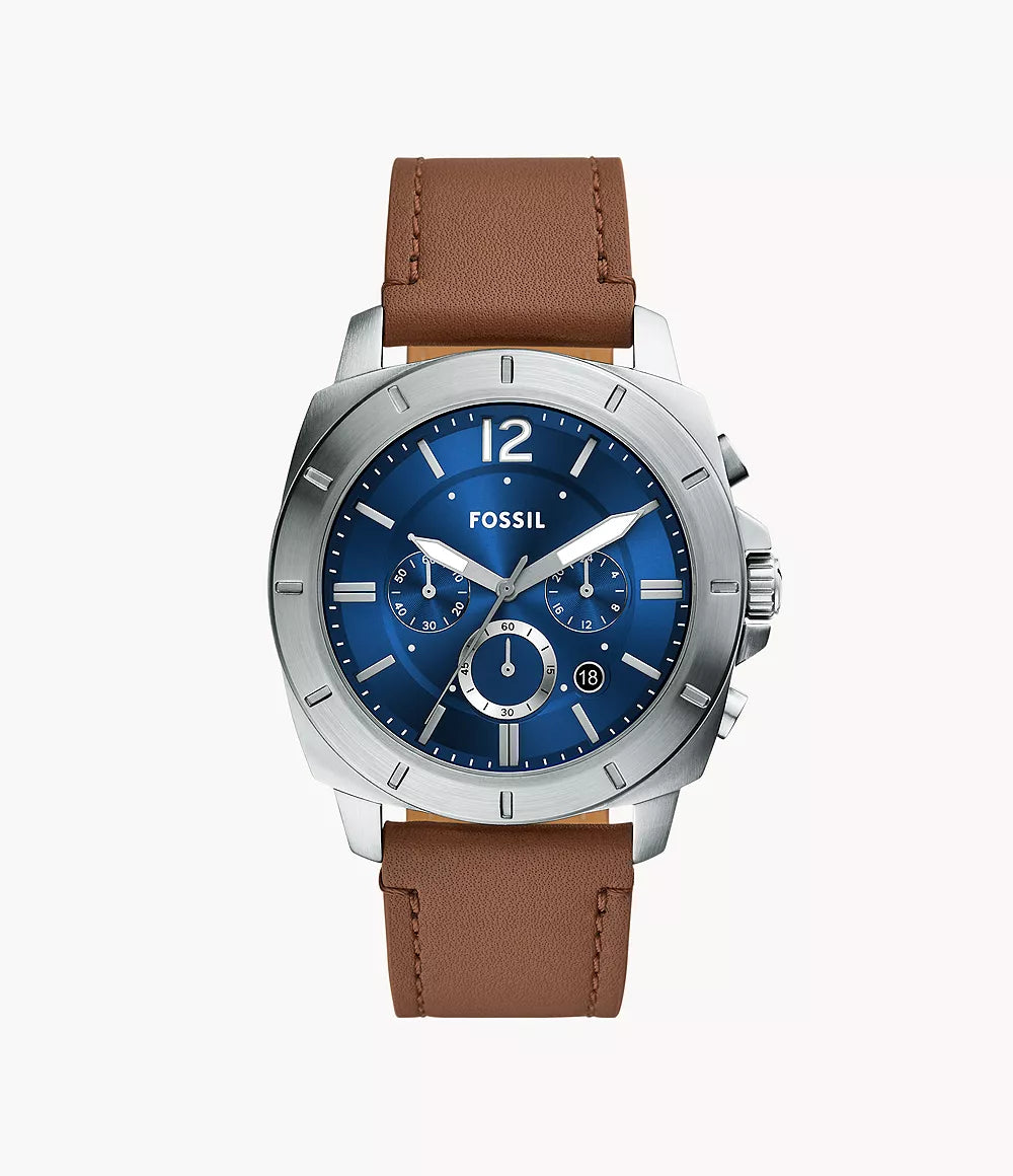 Fossil Privateer Chronograph Brown Leather Watch
