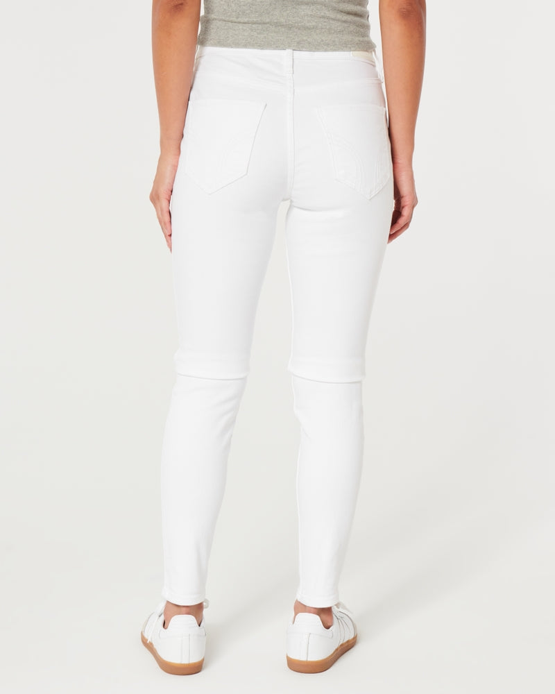 Hollister-Jeans superajustados blancos de tiro alto