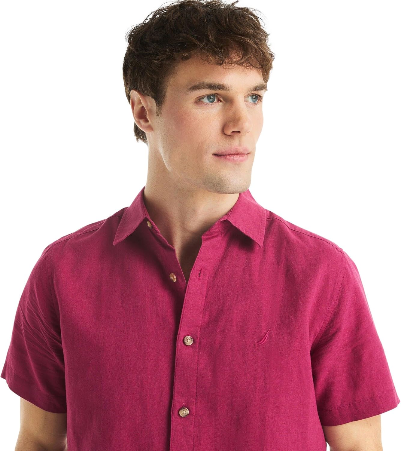 Nautica Men's Sustainable Linen Short Sleeve Shirt